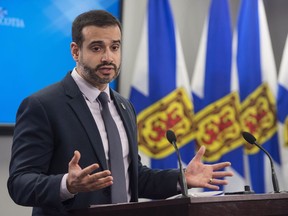 Nova Scotia Education Minister Zach Churchill speaks during a press conference in Halifax on Wednesday, January 24, 2018. Churchill says the government will move ahead with a recommendation to eliminate all of the province's seven English language regional school boards.