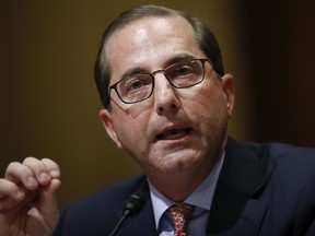 Alex Azar testifies during a Senate Finance Committee hearing on Capitol Hill in Washington, Tuesday, Jan. 9, 2018, to consider his nomination to be Secretary of Health and Human Services.