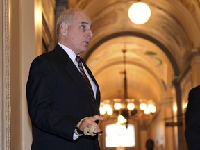 White House Chief of Staff John Kelly arrives on Capitol Hill in Washington, Wednesday, Jan. 17, 2018, for a meeting with the Congressional Hispanic Caucus.
