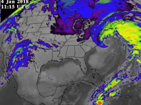 Infrared satellite imagery of the East Coast storm