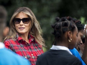 Melania Trump at an event in the White House garden in September. The first lady has spoken relatively little during her first year but instead has presented a series of vivid images for photojournalists and social-media audiences.