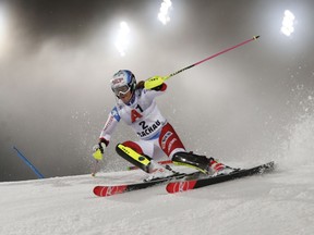 Austria's Bernadette Schild competes during an alpine ski, women's World Cup slalom in Flachau, Austria, Tuesday, Jan. 9, 2018.