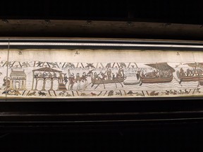 This undated image provided by the Mairie de Bayeux (Bayeux city hall), Normandy, France, shows a section from the Bayeux tapestry. French officials are considering loaning the historic 70-metre-long Bayeux Tapestry to Britain for the first time.