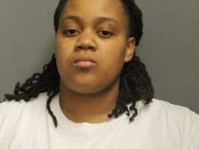 This photo provided by the Chicago Police shows Labritney Austin,  charged in the non-fatal shooting of a 27-year-old woman as the victim streamed video live on Facebook. Police say Austin turned herself in a day after Tuesday, Jan. 2, 2018 shooting on the South Side. Police announced Friday that she's charged with aggravated battery by discharging a firearm.  (Chicago Police via AP)