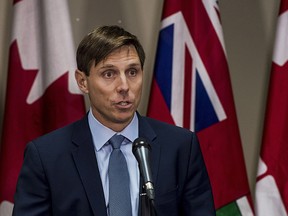 Ontario Progressive Conservative Leader Patrick Brown speaks at a press conference at Queen's Park in Toronto on January 24, 2018.