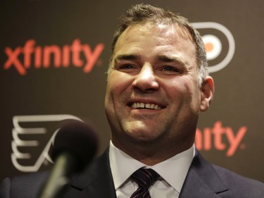 Eric Lindros at a news conference in Philadelphia on Nov. 20, 2014.