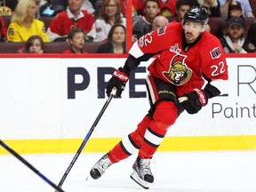 In this April 21, 2017 file photo, Chris Kelly skates for the Ottawa Senators in the first round of the NHL playoffs.