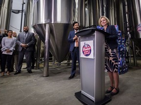 Alberta Premier Rachel Notley makes an announcement at a microbrewery in Calgary, Alta., Thursday, Jan. 18, 2018.THE CANADIAN PRESS/Jeff McIntosh