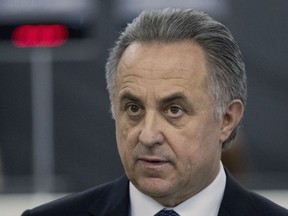FILE - In this file photo taken on Thursday, Dec. 7, 2017, Vitaly Mutko, Russian Federation Deputy Prime Minister & Russia 2018 WCup Local Organising Committee Chairman, at an event in Moscow, Russia. The Court of Arbitration for Sport says Russian Deputy Prime Minister Vitaly Mutko has filed an appeal against his lifetime ban from the Olympics. Mutko, a former sports minister, was deeply implicated in Russia's doping plot at the 2014 Sochi Olympics by two IOC commissions and a World Anti-Doping Agency investigation.