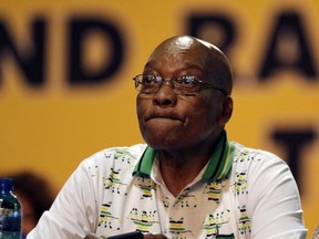FILE - In this Monday, Dec. 18, 2017 file photo, outgoing ANC president and South African President Jacob Zuma, looks on at the elective conference in Johannesburg. South Africa's president says he is appointing a commission of inquiry to look into corruption allegations that have led to calls for his ouster and weakened the ruling party. President Jacob Zuma's statement on Tuesday, Jan. 9 2018 says "this matter cannot wait any longer" and that any further delay will make the public doubt the government's revolve to fight graft.