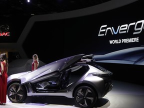 GAC unveils the Enverge concept vehicle during the North American International Auto Show, Monday, Jan. 15, 2018, in Detroit.