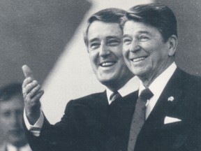 Then prime minister Brian Mulroney and president Ronald Reagan in an undated photo.