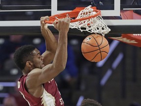 Florida State's Trent Forrest dunks against Wake Forest during the first half of an NCAA college basketball game in Winston-Salem, N.C., Wednesday, Jan. 31, 2018.