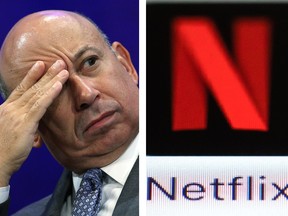 Netflix’s value topped US$100 billion Tuesday, putting it as high as Goldman Sachs, run by Lloyd Blankfein, left.