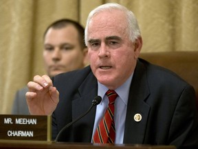 FILE - In this March 20, 2013 file photo, Rep. Patrick Meehan, R-Pa. speaks on Capitol Hill in Washington.  House Speaker Paul Ryan ordered an Ethics Committee investigation Saturday, Jan. 20, 2018, after the New York Times reported that Meehan used taxpayer money to settle a complaint that stemmed from his hostility toward a former aide who rejected his romantic overtures.