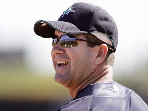FILE - In this Feb. 24, 2007 file photo, Seattle Mariners former designated hitter Edgar Martinez joins the team at baseball spring training in Peoria, Ariz. Martinez is rocketing up the Hall of Fame ballot, boosted 13 years after his final swing by new-age statistical analyses and campaigning.