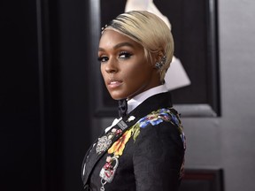 Janelle Monae arrives at the 60th annual Grammy Awards at Madison Square Garden on Sunday, Jan. 28, 2018, in New York.