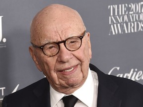 FILE - In this Wednesday, Nov. 1, 2017, file photo, Fox News chairman and CEO Rupert Murdoch attends the WSJ. Magazine 2017 Innovator Awards at The Museum of Modern Art in New York. Murdoch has told senior managers at 21st Century Fox that he will be working from home for a few weeks after a recent back injury in a sailing accident.