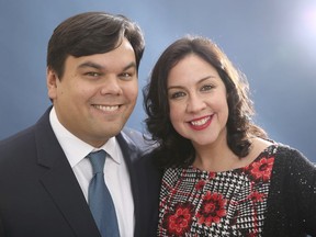 FILE - In this Feb. 10, 2014 file photo, Robert Lopez and Kristen Anderson-Lopez pose for a portrait at the 86th Oscars Nominees Luncheon in Beverly Hills, Calif. The couple were nominated for an Oscar for their song, "Remember Me," from the animated film, Coco."