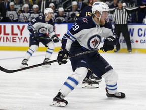 Winnipeg Jets forward Patrik Laine (29) skates during the second period of an NHL hockey game against the Buffalo Sabres, Tuesday, Jan. 9, 2018, in Buffalo, N.Y.