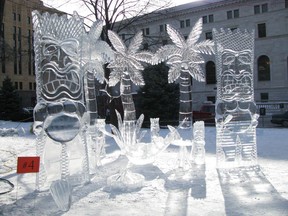 This undated photo shows an ice sculpture, part of the ice carving competition at the Saint Paul Winter Carnival in St. Paul, Minn. Visitors heading to Minneapolis for the Super Bowl may want to check out the carnival in nearby St. Paul, which runs Jan. 25-Feb. 10. (Saint Paul Winter Carnival via AP)