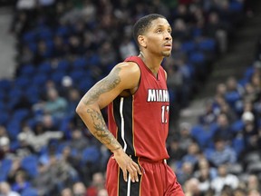 FILE - This Feb. 6, 2017 file photo shows Miami Heat's Rodney McGruder during the second half of an NBA basketball game against the Minnesota Timberwolves in Minneapolis. McGruder knows he's one of the lucky ones, someone who can play in the NBA. He knows the overwhelming majority of kids won't be as fortunate. So he's founded a sports business initiative, designed with showing middle schoolers their career options in sports _ without being an athlete.