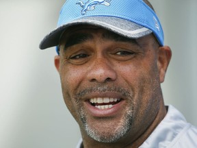FILE - In this Thursday, June 2, 2016, file photo, Detroit Lions defensive coordinator Teryl Austin speaks to the media after an NFL football practice in Allen Park, Mich. On Monday, Jan. 1, 2018, the Lions fired head coach Jim Caldwell. A person familiar with the team's coaching search says Austin will interview for the job Tuesday.