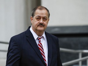 FILE - In this Wednesday, Nov. 18, 2015, file photo, former Massey Energy CEO Don Blankenship leaves the Robert C. Byrd United States Courthouse following the second day of jury deliberation in Charleston, W.Va. Blankenship, who went to prison related to the deadliest U.S. mine disaster in four decades, is kicking off his U.S. Senate campaign with a town hall meeting for voters, on Thursday, Jan. 18, 2018.