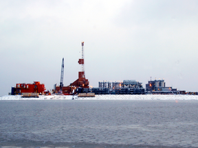 An oil production facility in the Alaska's Beaufort Sea.