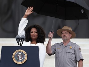 Oprah Winfrey speaks at Washington's Lincoln Memorial on Aug. 28, 2013, at an event held to commemorate the 50th anniversary of Dr. Martin Luther King Jr.'s "I Have a Dream" speech.