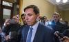 Patrick Brown is followed by reporters after addressing allegations against him on Wednesday.