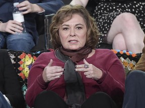 Roseanne Barr participates in the "Roseanne" panel during the Disney/ABC Television Critics Association Winter Press Tour on Monday, Jan. 8, 2018, in Pasadena, Calif.