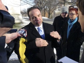 Bridgeport, Conn., Mayor Joe Ganim talks with reporters after filing papers to run for governor in Hartford, Conn., on Wednesday, Jan. 3, 2018. Ganim was elected Bridgeport mayor in 2015 after serving nearly seven years in prison for corruption committed during a previous term as mayor.