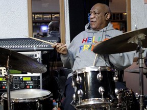 Bill Cosby plays the drums at the LaRose Jazz Club in Philadelphia on Monday, Jan. 22, 2018. It was his first public performance since his last tour ended amid protests in May 2015. Cosby has denied allegations from about 60 women that he drugged and molested them over five decades. He faces an April retrial in the only case to lead to criminal charges.