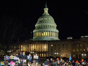 Senator Cory Booker (D-NJ) speaks at a rally outside the US Capital on Jan. 19, 2018 in Washington, D.C.