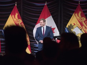 New Brunswick Premier Brian Gallant delivers the State of the Province address in Fredericton, N.B., on Thursday, January 25, 2018.