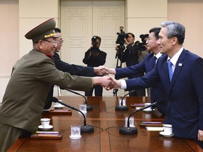 Unification Ministry spokesman Baik Tae-hyun said Friday, Jan. 5, 2018,  that North Korea has accepted Seoul's offer to meet at the border village of Panmunjom that day to discuss how to cooperate on next month's Winter Olympics and how to improve overall ties. (The South Korean Unification Ministry via AP, File)