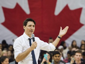 Prime Minister Justin Trudeau answers questions from the public during his town hall meeting in Hamilton, Ont., on Wednesday, January 10, 2018.
