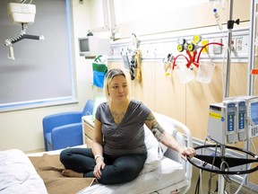 Delilah Saunders is pictured in her room in Toronto General Hospital, Tuesday, December 19, 2017. An Inuk activist from Labrador is back in hospital with pancreatitis after doctors told her she would not need a liver transplant amid questions about her eligibility under an Ontario program's alcohol-use policy.