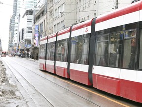 A one-year transit pilot prioritizes streetcars over cars on King St. W. in Toronto.