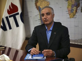 Mohsen Bahrami, a spokesman for National Iranian Tanker Company, NITC, speaks during an interview with The Associated Press at the headquarters of the NITC, in Tehran, Iran, Tuesday, Jan. 9, 2018. The Iranian company whose oil tanker burst into flames after a collision in the East China Sea says there is still hope of finding survivors.