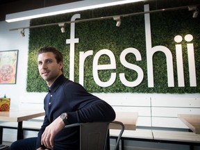 Matthew Corrin, founder & CEO of Freshii, poses for a photograph at one of the company's franchises in Vancouver, B.C., on Wednesday January 24, 2018.