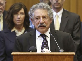 FILE - In this Nov. 4, 2015, file photo, Madison Mayor Paul Soglin speaks during a news conference in Madison, Wis. Soglin, who is mounting a challenge to Republican Gov. Scott Walker in 2018, is defending his decision to give the key to the city to former Cuban dictator Fidel Castro in 1975, a move Walker is repeatedly blasting him for making.