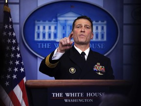In this Jan. 16, 2018, photo, White House physician Dr. Ronny Jackson speaks to reporters during the daily press briefing in the Brady press briefing room at the White House, in Washington. Cognitive tests like the one President Donald Trump aced give doctors a snapshot of someone's memory and certain other neurologic functions. They're one piece of information to help determine if trouble's brewing, but by themselves they're not enough to diagnose cognitive impairment.