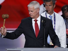 FILE- In this July 18, 2016, file photo, Rep. Steve Womack, R-Ark., tests out the gavel during a sound check before the opening session of the Republican National Convention in Cleveland. Womack has been tapped to chair the House Budget Committee. A leadership group generally aligned with top Republicans like House Speaker Paul Ryan of Wisconsin chose Womack to replace congresswoman Diane Black, who has stepped aside to focus of a gubernatorial run in Tennessee.