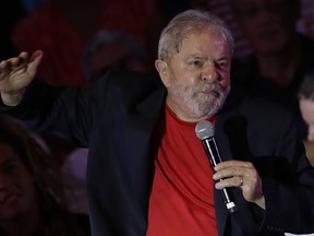 In this Jan. 18, 2018 photo, former Brazilian President Luiz Ignacio Lula da Silva speaks during a meeting with artists and intellectuals in Sao Paulo, Brazil. Brazilian judges are scheduled to rule Wednesday on the former President's appeal of his conviction on corruption and money laundering charges. The decision could prevent da Silva from running in this year's presidential elections and even potentially end the career of the enduringly popular politician. Here's a look at the case and its importance.
