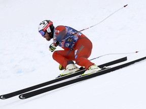 Norway's Kjetil Jansrud speeds down the course during an alpine ski, men's World Cup downhill training, in Kitzbuehel, Austria, Thursday, Jan.18, 2018.