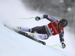 United States' Andrew Weibrecht competes in an alpine ski, men's World Cup super G, in Kitzbuehel, Austria, Friday, Jan. 19, 2018.