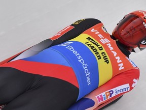 Germany's  Felix Loch competes during the men's Luge World Cup race in Oberhof, Germany, Sunday, Jan. 14, 2018.