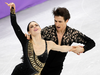 Canada’s Tessa Virtue and Scott Moir skate during the Figure Skating Ice dance Team Event.